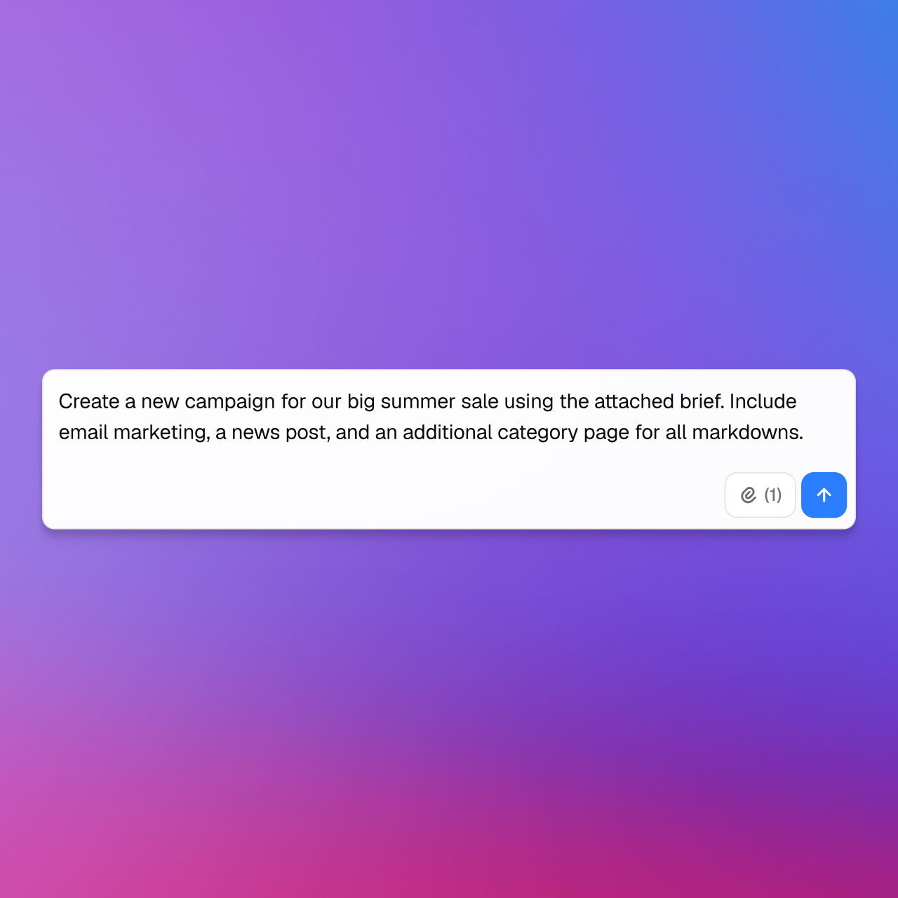 Campaign request asking Gradial to create email, news post, and category page work from an attached brief.